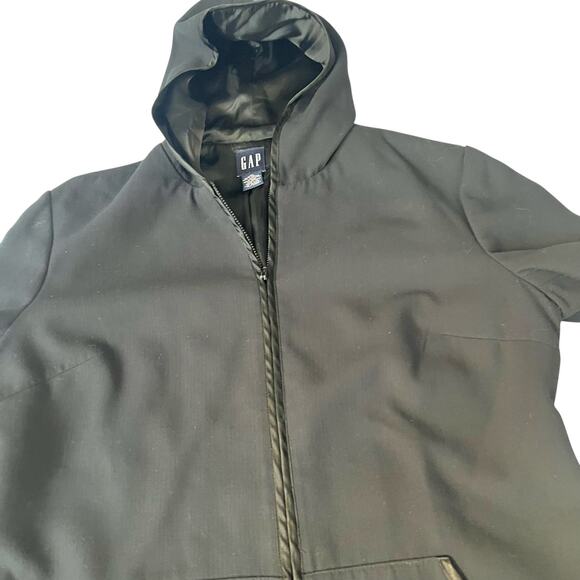 Vintage GAP Black Hooded Satin Lined Tailored Jacket Blazer M - Picture 8 of 11